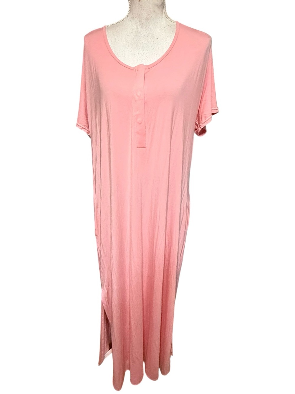 Magnetic Me Pink Short Sleeve Maxi Dress Womens XL Casual Summer Beachy Classic